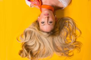 upside down woman with nice hair