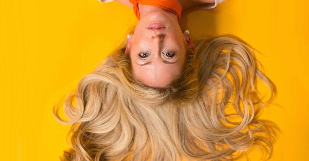 upside down woman with nice hair